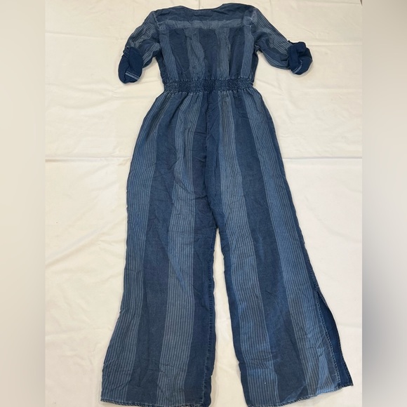 Anthropologie Cloth & Stone Laney Chambray Jumpsuit Striped Pants Jumpsuit XL - Picture 9 of 14